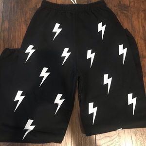 Lightning bolt high waisted sweatpants